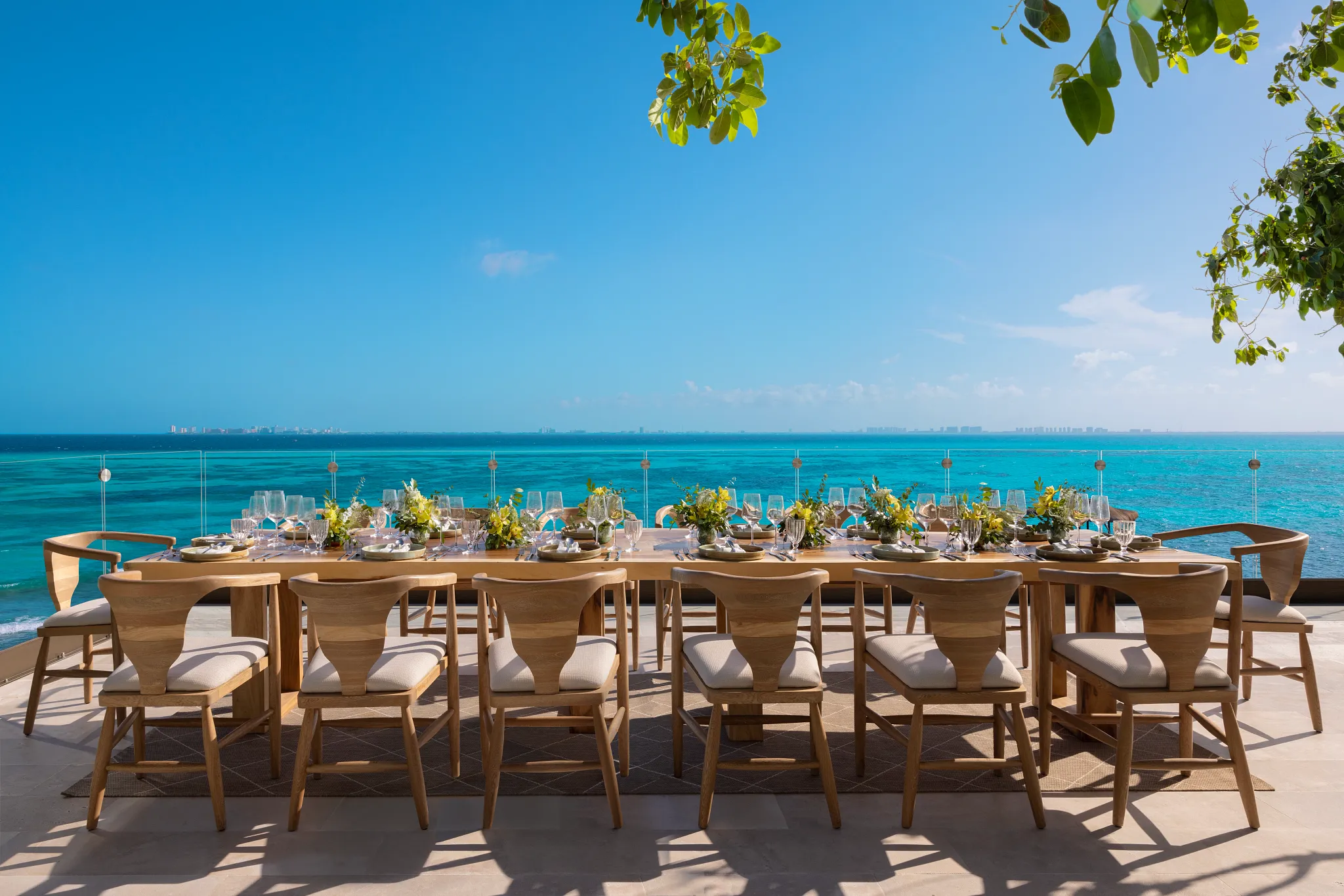 Ixchel Terrace oceanview wedding setup at Impression Isla Mujeres by Secrets