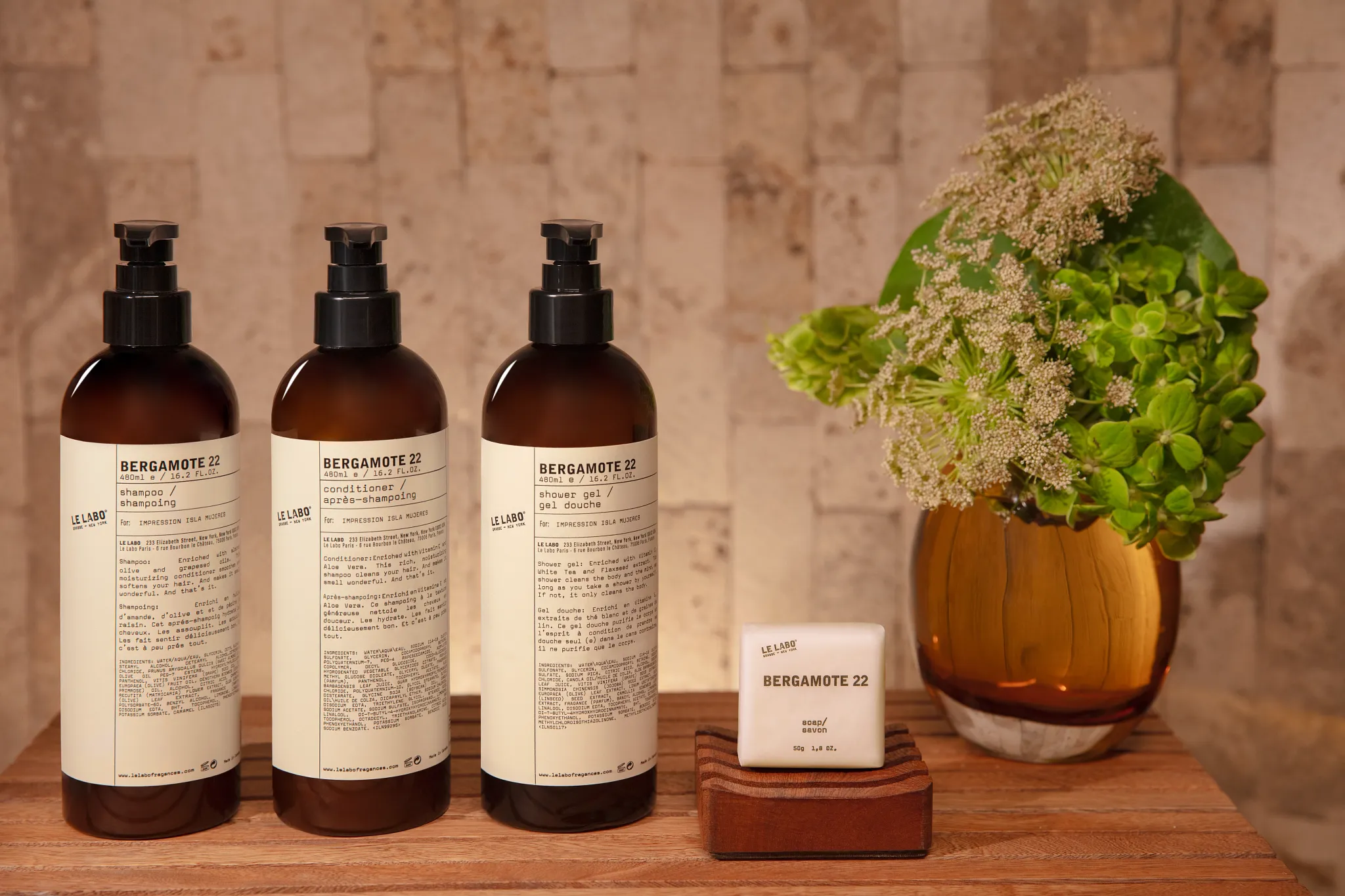 Le Labo Bergamote 22 bath amenities in Signature Junior Suite King Ocean View at Impression Isla Mujeres by Secrets.